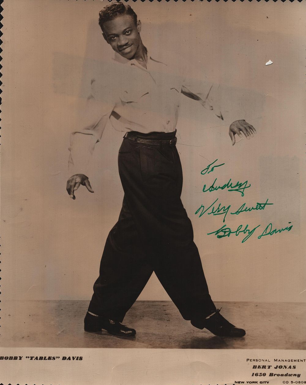 Lot 178: Bobby Davis signed 9.5x7.5 inch promo black &...