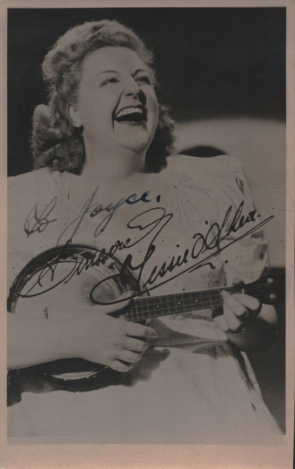 Lot 182: Tessie O'Shea signed 5.5x3.5 inch black & white...