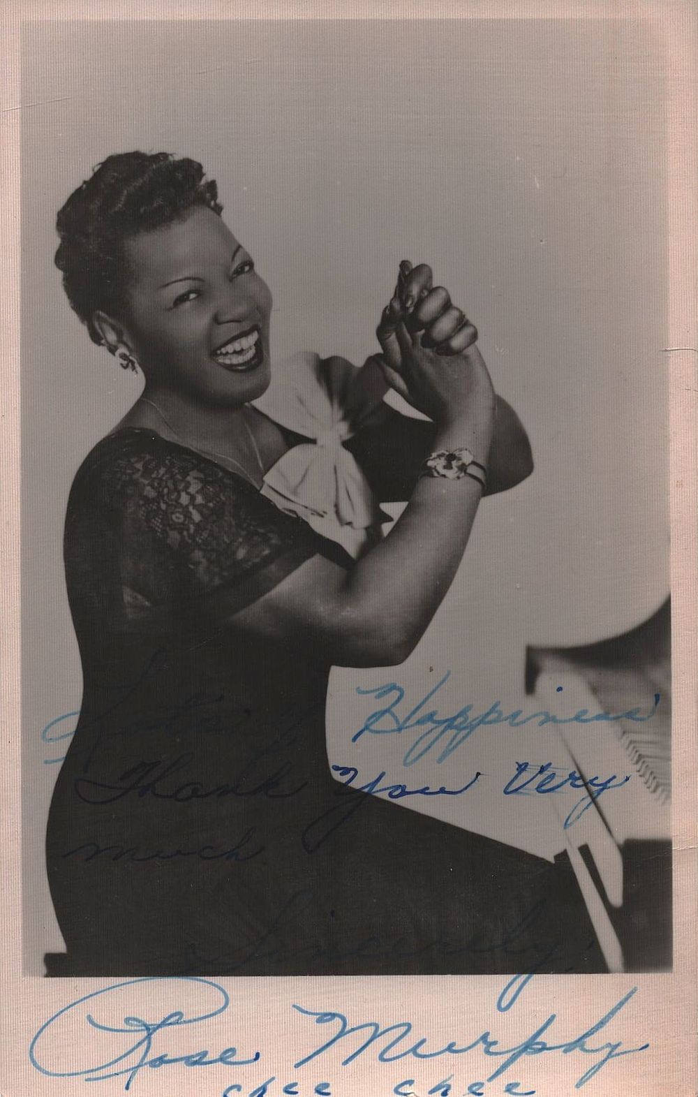 Lot 184: Rose Murphy signed 5.5x3.5 inch black & white...