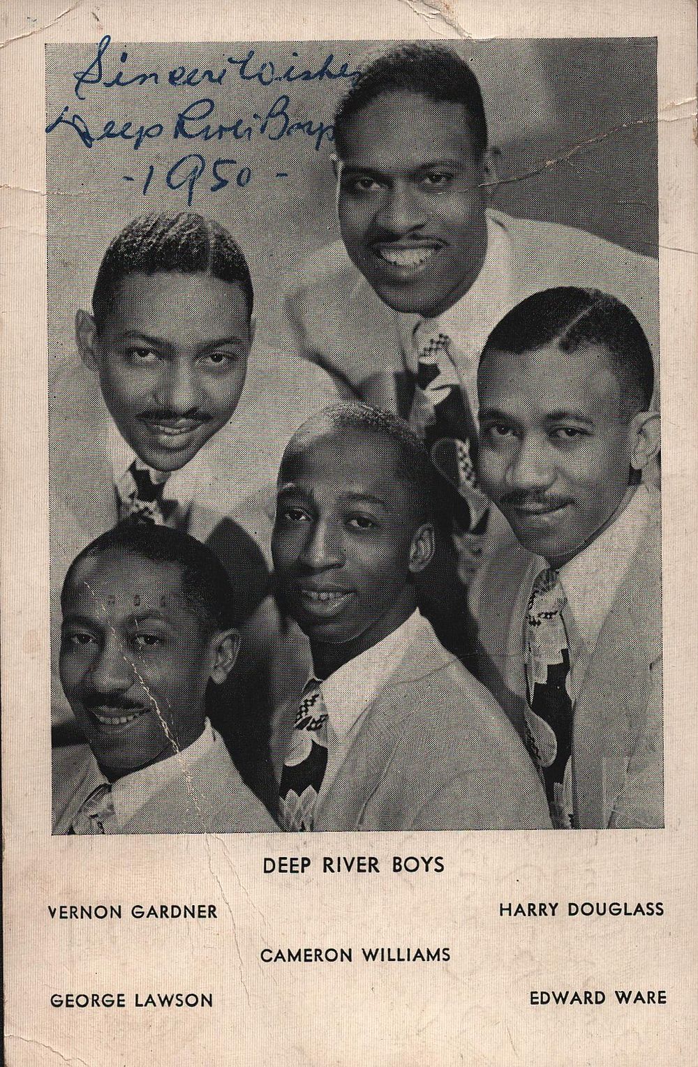 Lot 185: Deep River Boys signed 5.5x3.5 inch Approx black...