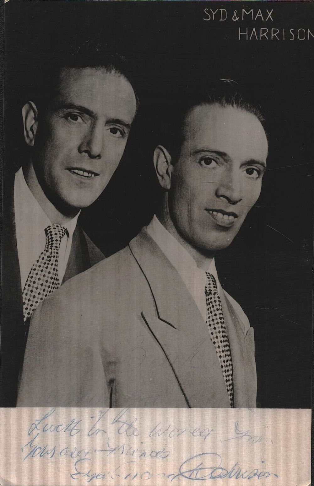 Lot 191: Syd & Max Harrison signed 5.5x3.5 inch promo...