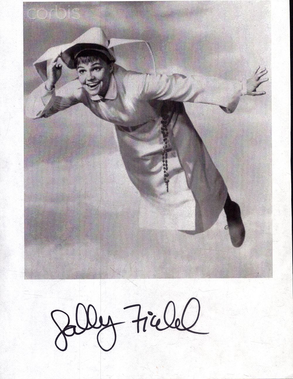 Lot 215: Sally Field signed A4 page black and white...