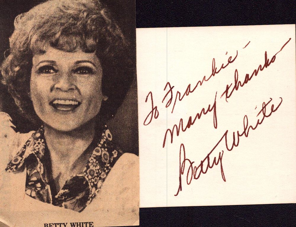Lot 223: Betty White signed 5x3inch white card with black...