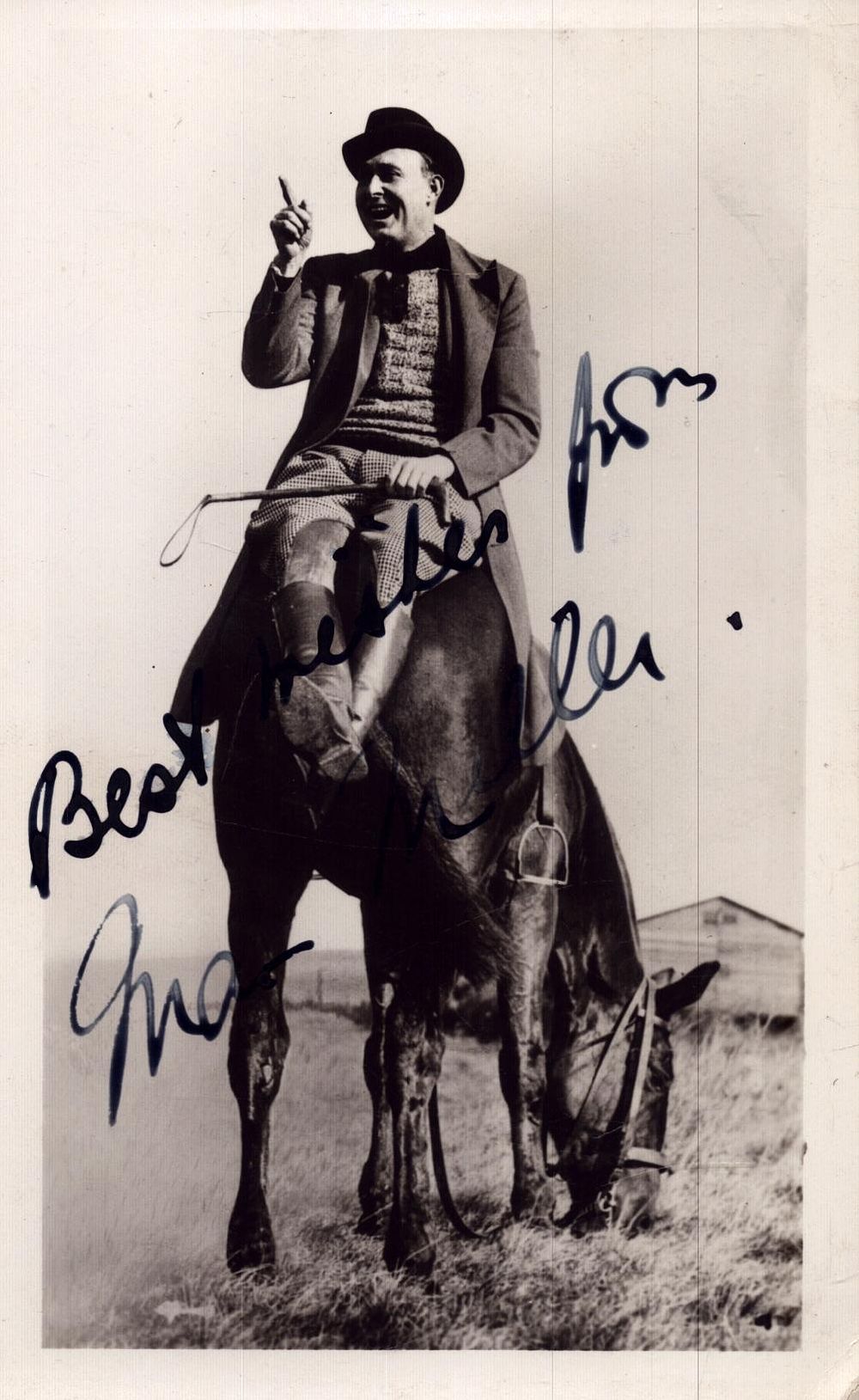 Lot 227: Max Miller signed 6x4inch black and white photo....