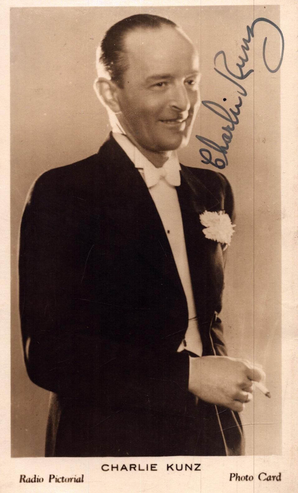 Lot 231: Charlie Kunz signed 6x4inch black and white photo....