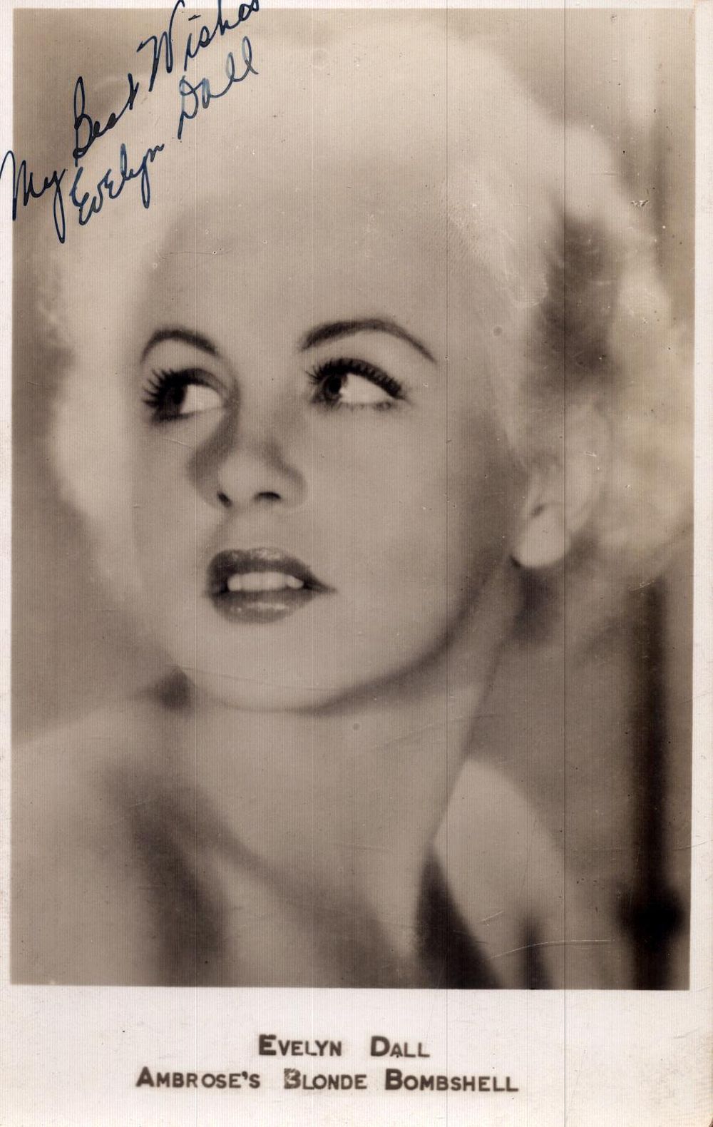 Lot 233: Evelyn Dall signed 6x4inch black and white photo....