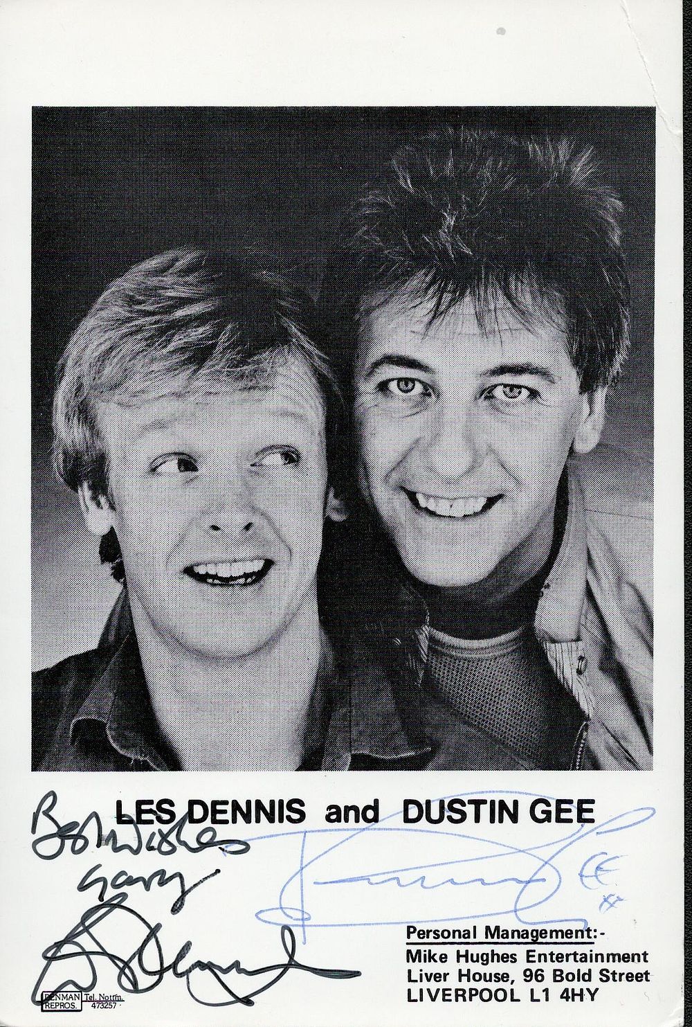 Lot 285: Les Dennis & Dustin Gee signed black and...