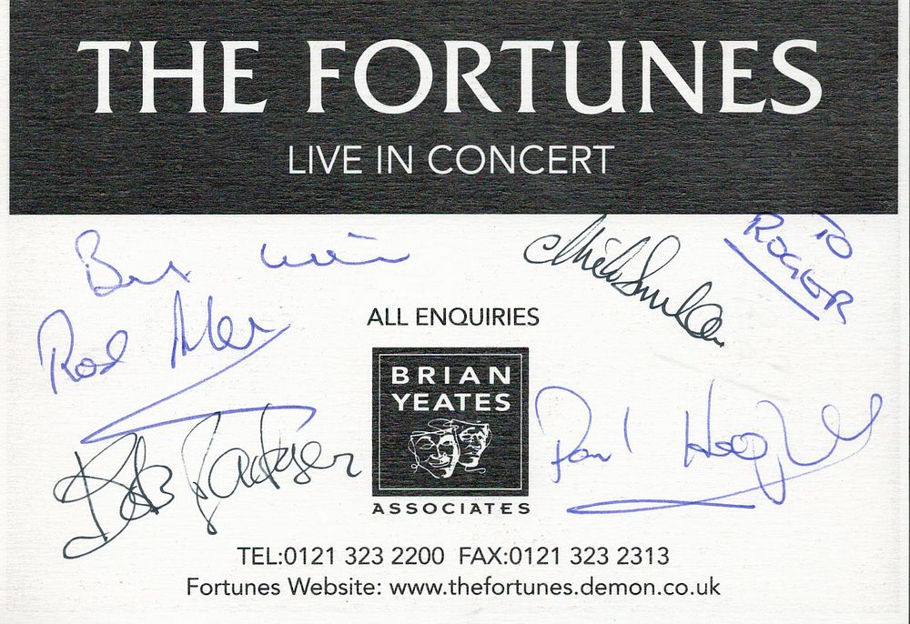 Lot 315: The Fortunes multiple signed black and white concert...