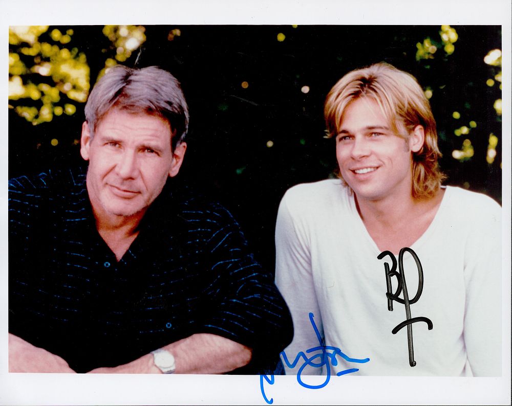 Lot 339: Harrison Ford and Brad Pitt multiple signed colour...