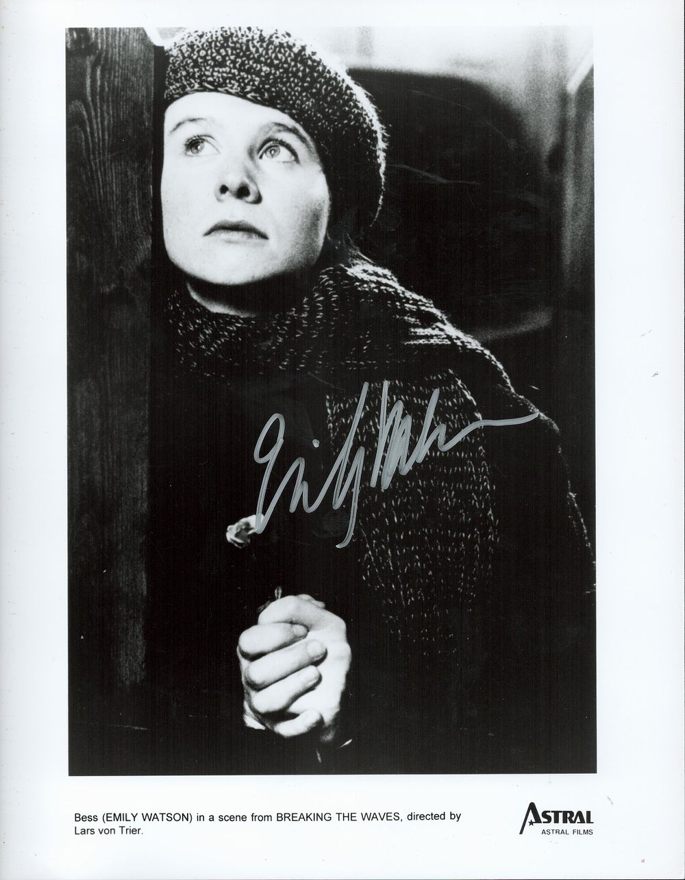 Lot 344: Emily Watson signed black and white photo breaking...