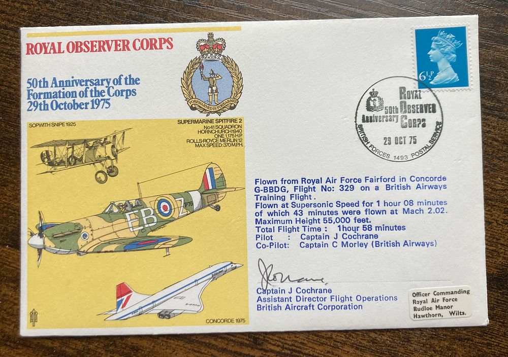 Lot 400: Concorde Capt John Cochrane signed 1975 Royal Observer...
