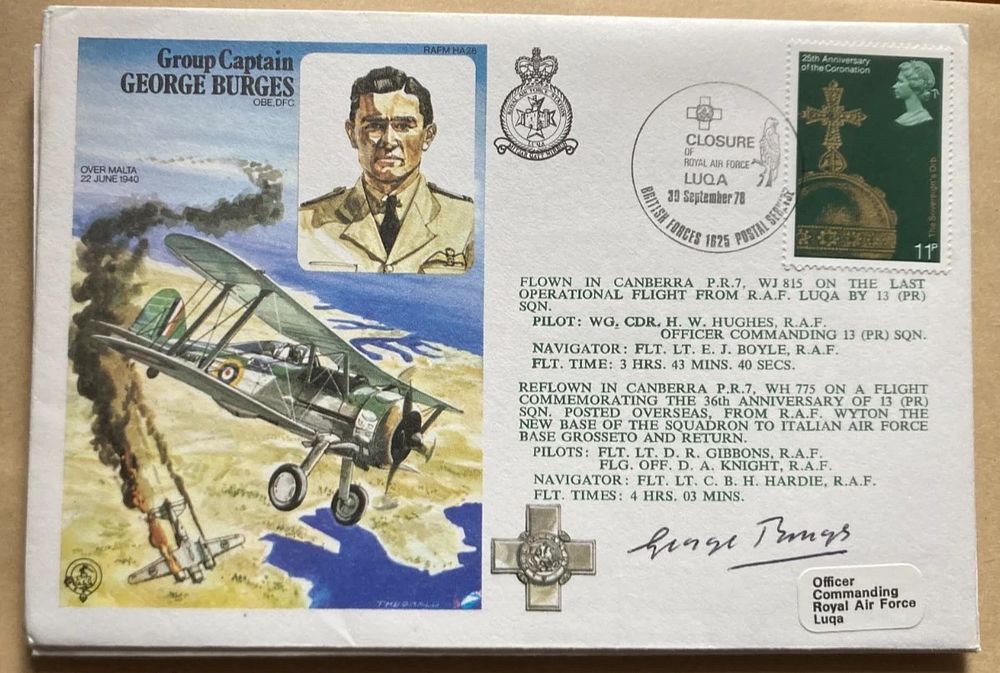 Lot 406: WW2 ace Grp Capt George Burges DFC signed...