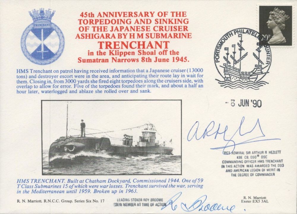 Lot 410: HMS Trenchant WW2 Rare signed Navy cover inc...