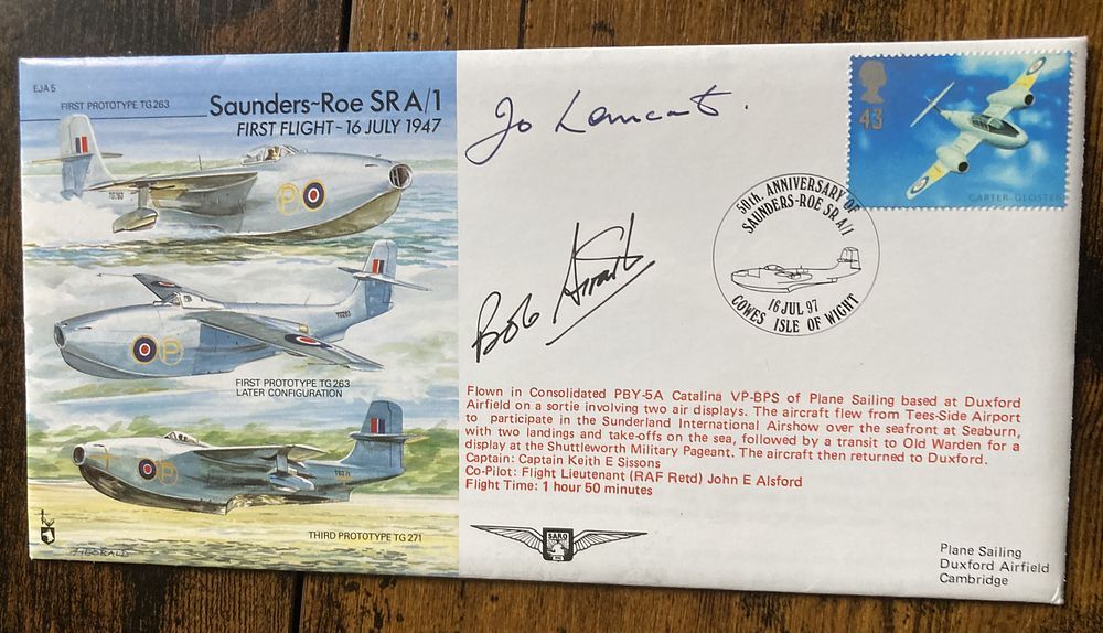 Lot 437: Saunders Roe SRA1 cover Signed 2 Test Pilots...