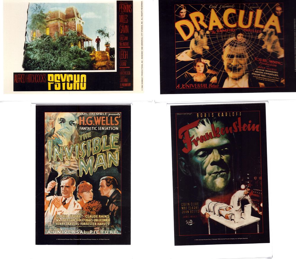 Lot 477: Vintage Post card Horror collection x4, with stands,...