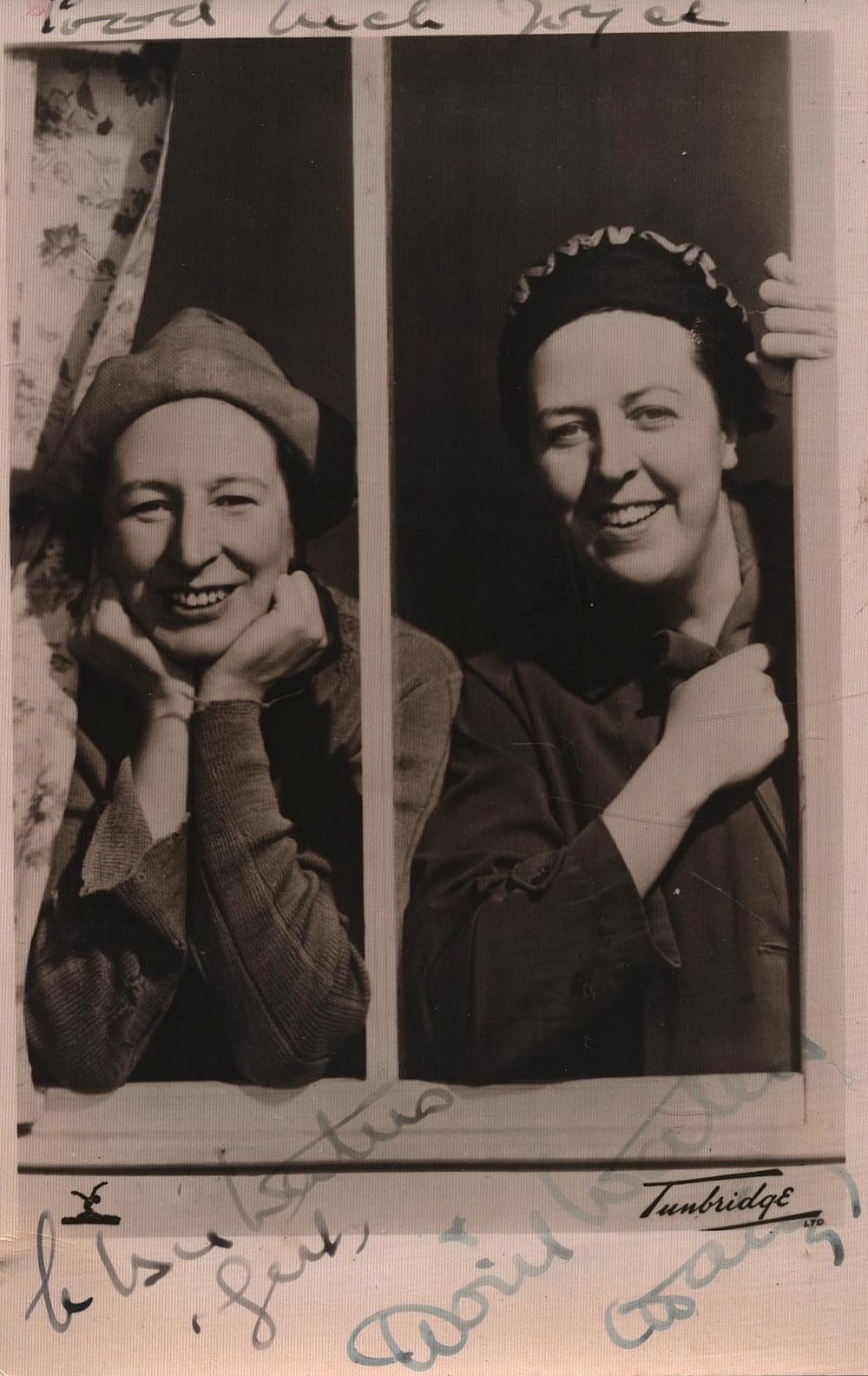Lot 501: Elsie and Doris Waters signed 5.5x3.5 inch black...