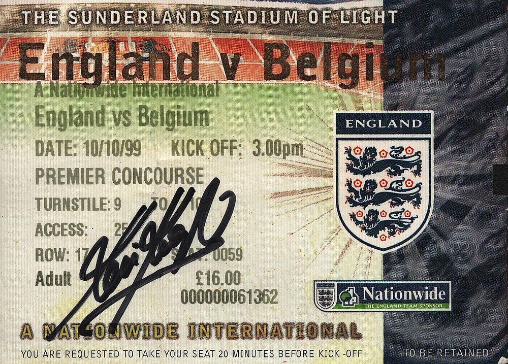 Lot 503: Kevin Keegan signed used entry ticket 10/10/99 'England...