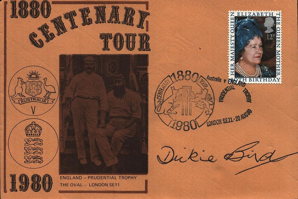 Lot 506: Dickie Bird signed FDC 1880 Centenary Tour 1880-1980...