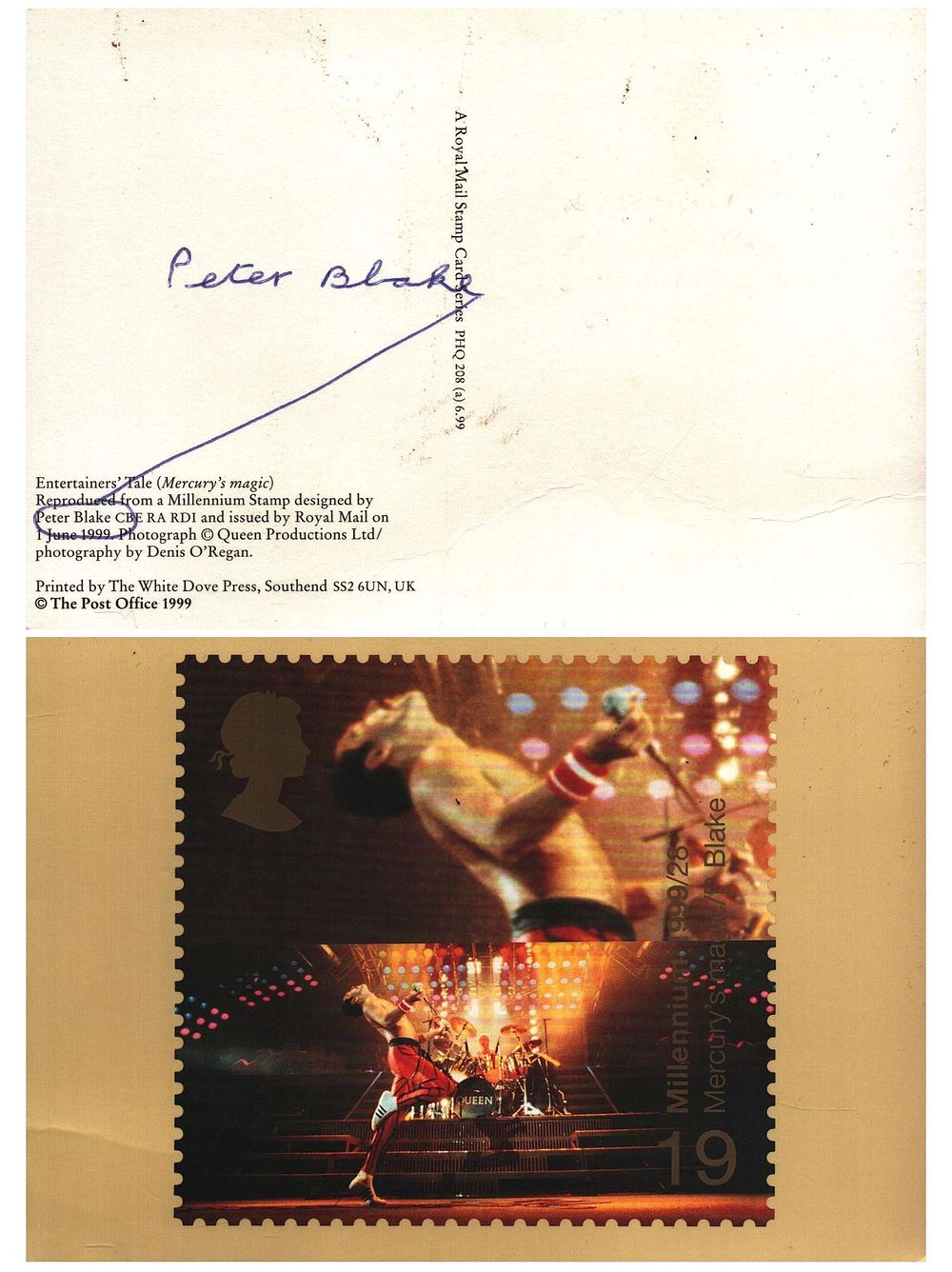 Lot 512: Sir Peter Blake signed post card Reproduced from...