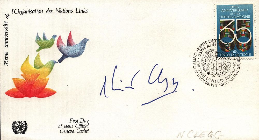 Lot 522: Nick Clegg signed FDC (British politician). Organisation des...