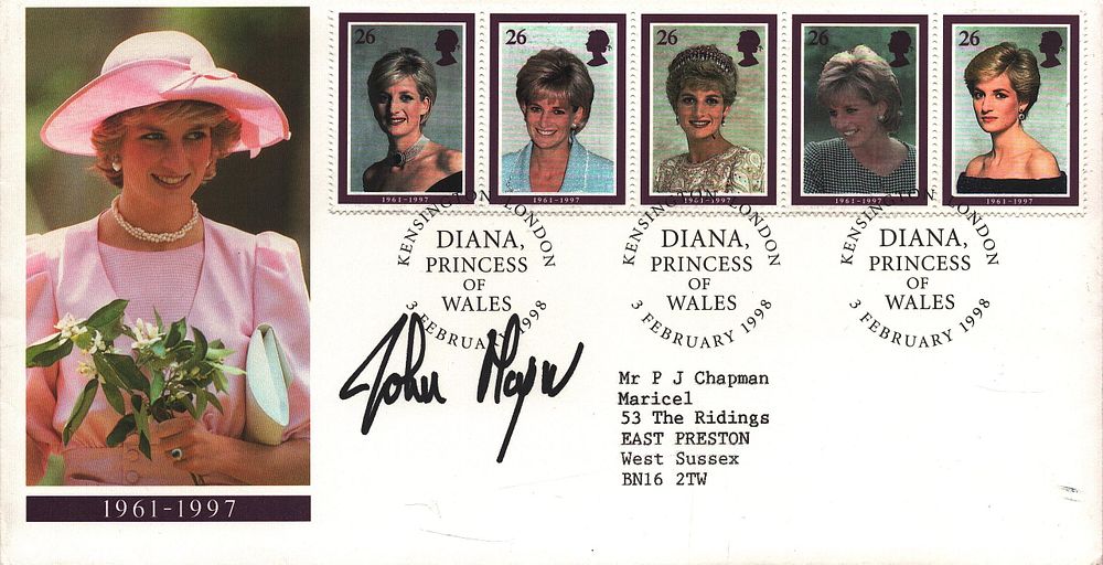 Lot 525: John Major signed FDC (Was British politician) Diana...