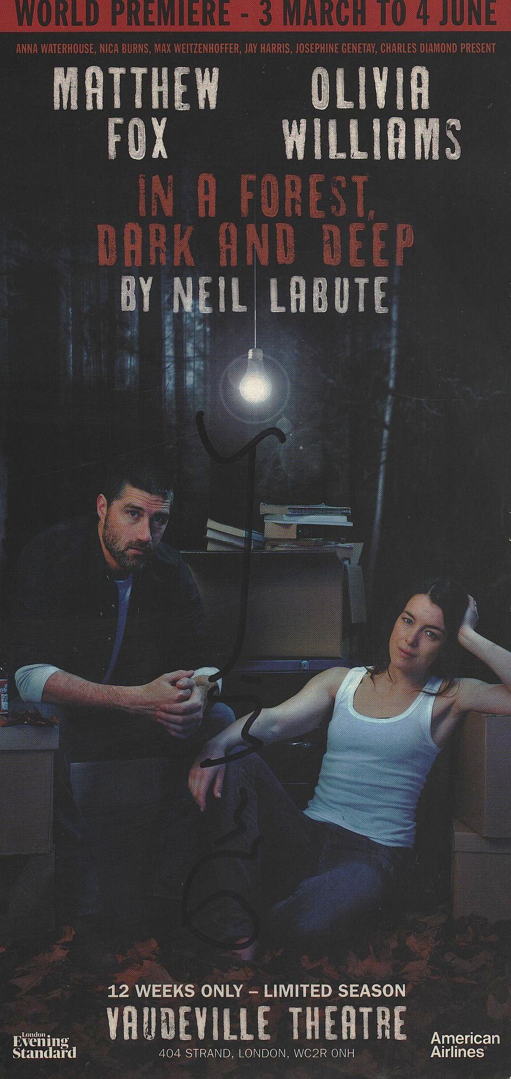 Lot 531: Olivia Williams signed Theatre flyer. Good condition. All...