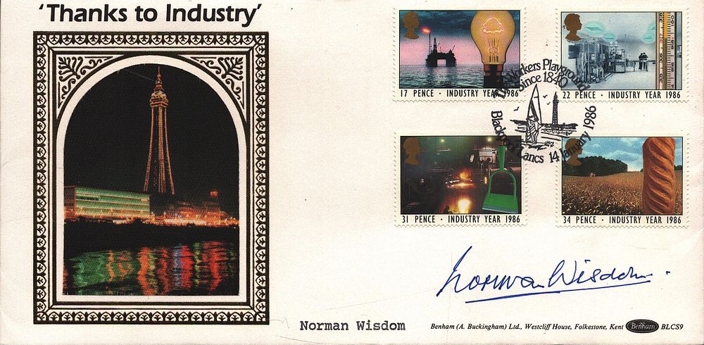 Lot 539: Sir Norman Wisdom, OBE signed FDC. 'Thanks to...