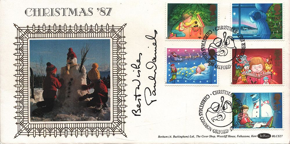 Lot 540: Paul Daniels signed FDC. Christmas '87 Five Stamps...