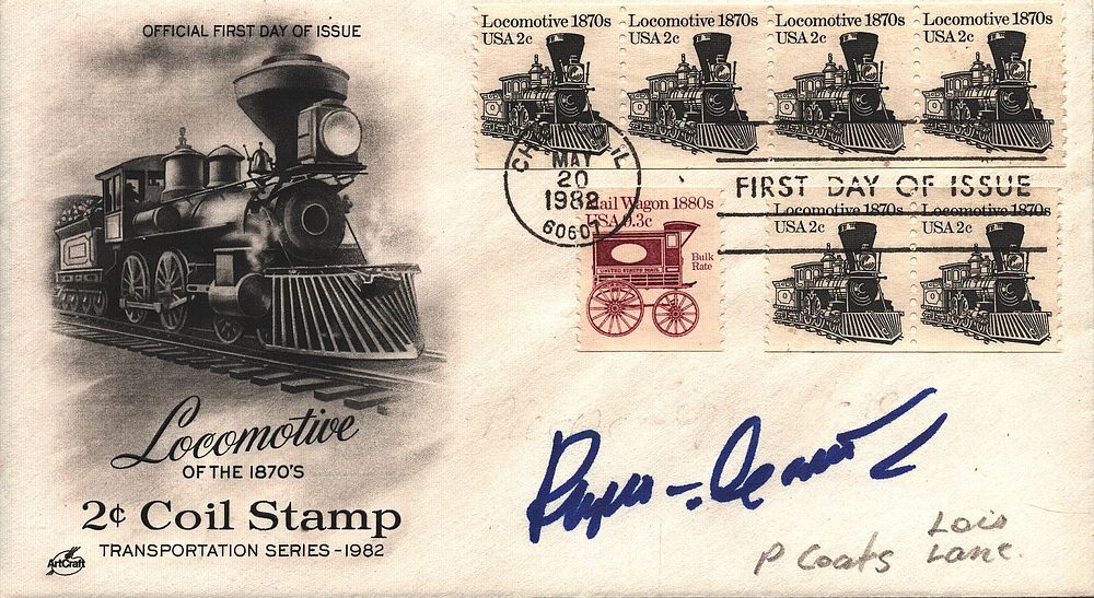 Lot 541: Phyllis Coates signed FDC. Locomotive of The 1870's....