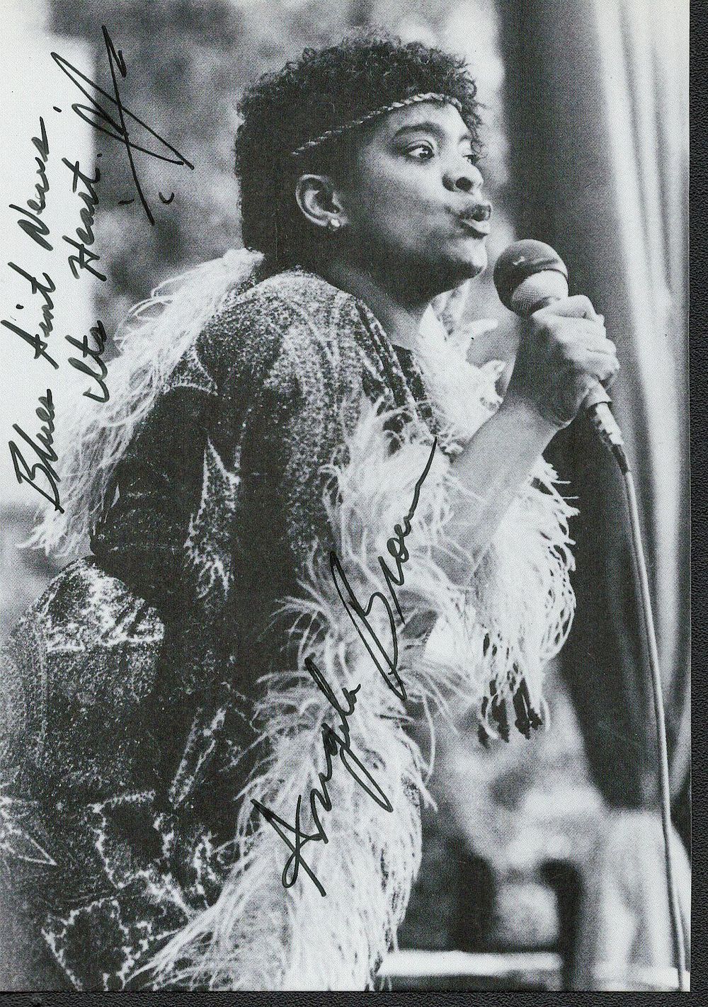 Lot 551: Angela Brown signed black and white postcard 6x4....