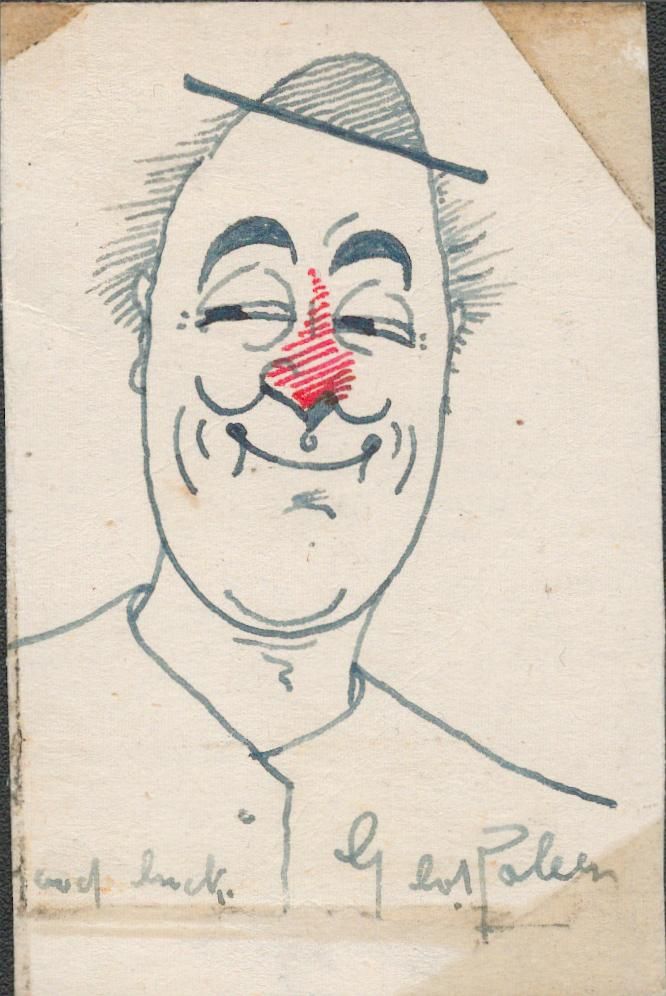 Lot 579: George Robey signed sketch 3x2. Good condition. All...
