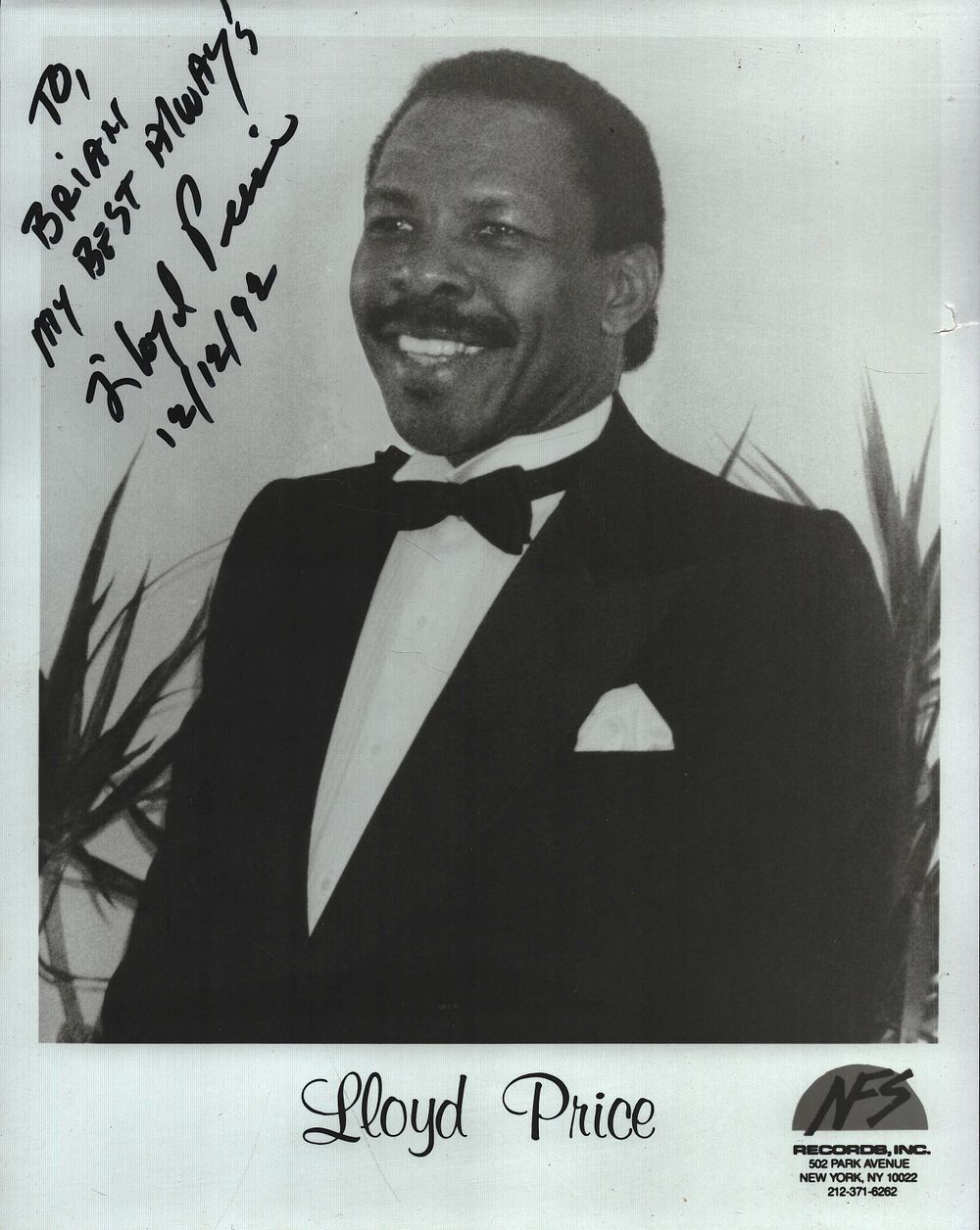 Lot 608: LLOYD PRICE (1933-2021) Singer signed *x10 Promo Photo...
