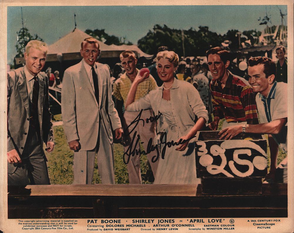Lot 639: SHIRLEY JONES Actress signed ‘April Love’ 8x10 Lobby...