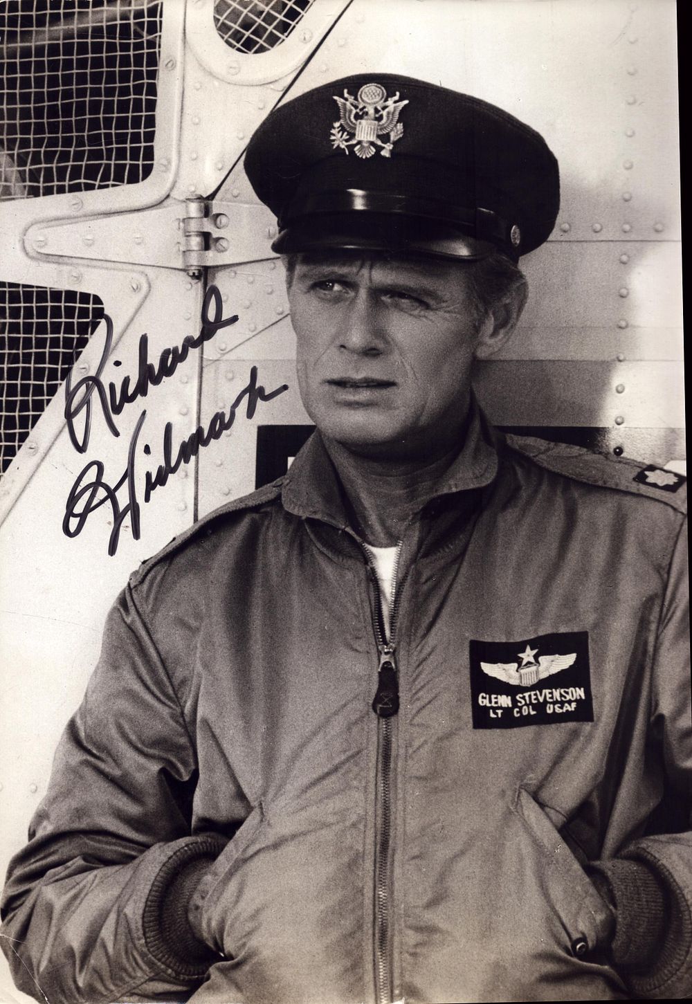 Lot 186: Richard Widmark signed 12x8 inch black and white...