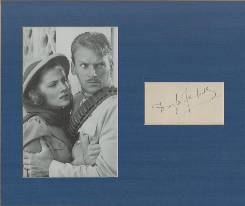 Lot 231: Douglas Fairbanks Jr. signed card mounted with unsigned...