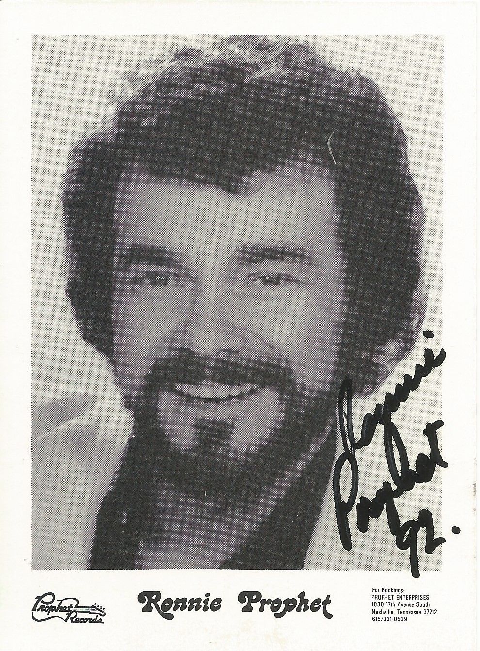 Lot 320: Ronnie Prophet signed 4x3inch black and white promo...