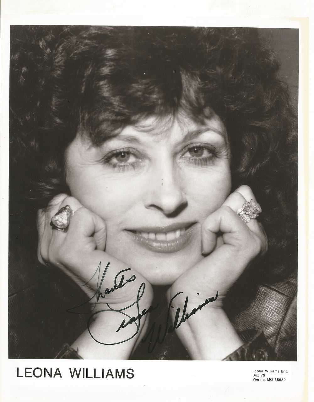 Lot 332: Leona Williams signed 10x8inch black and white promo...