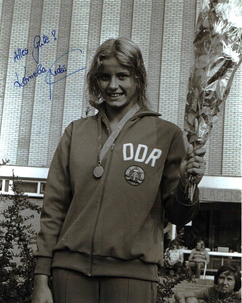 Lot 392: Kornelia Ender signed 10x8 inch black and white...