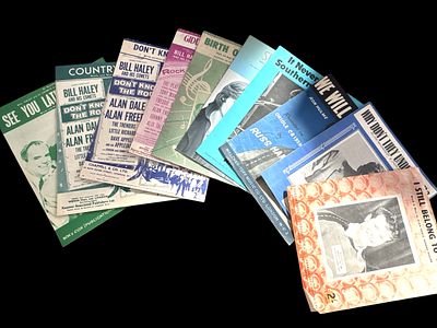 Music score sheet 10 in collection includes. It Never Rains in Southern California, We Will 