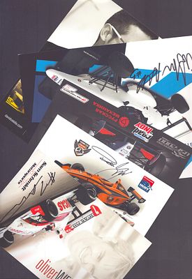 Motor Sport signed photo collection. David Ostella, Oliver Webb, Rodin Younessi, Austin 