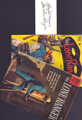 Clayton Moore (1914-1999) known for his role as The Lone Ranger. This item is a signed 3x5 card 