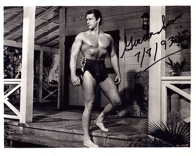 Gordon Scott, actor who was the eleventh Tarzan, signed and dated 10x8 inch black and white 