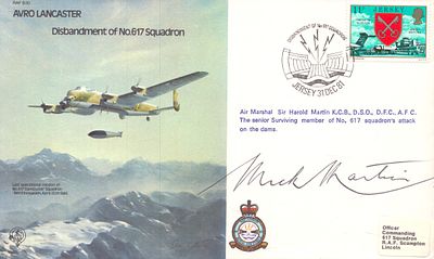 WW2 Dambuster pilot Sir Harold Mick Martin signed limited edition 1,351 of 1,500 Avro Lancaster 