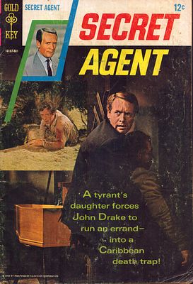 Secret Agent Gold Key 1967 comic – Patrick McGoohan as John Drake secret agent photo cover. 