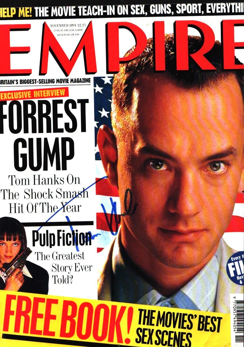 Lot 196: Tom Hanks signed Empire Magazine over. Good condition....