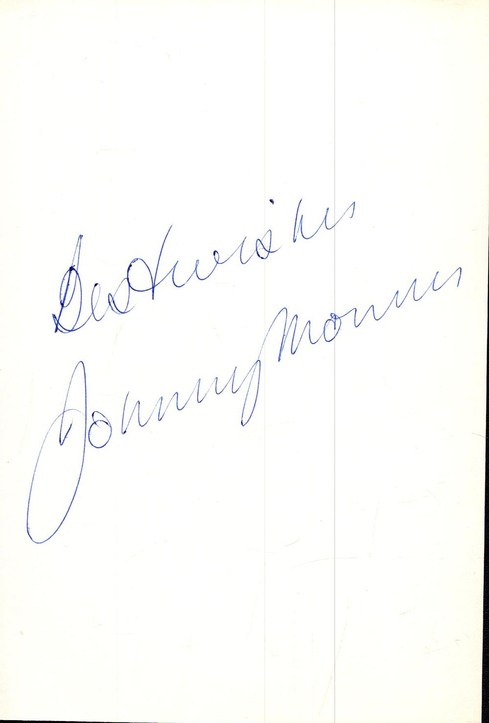 Lot 253: Johnny Morris signed 6x4inch black and white photo....