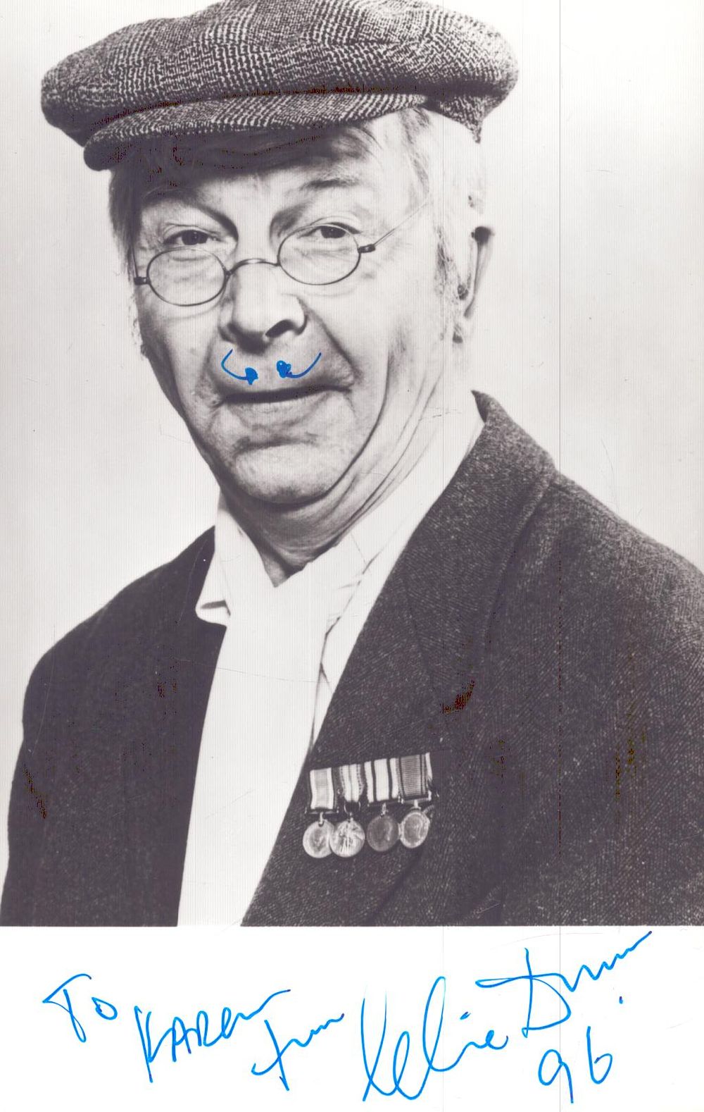 Lot 255: Clive Dunn signed 6x4inch black and white photo....