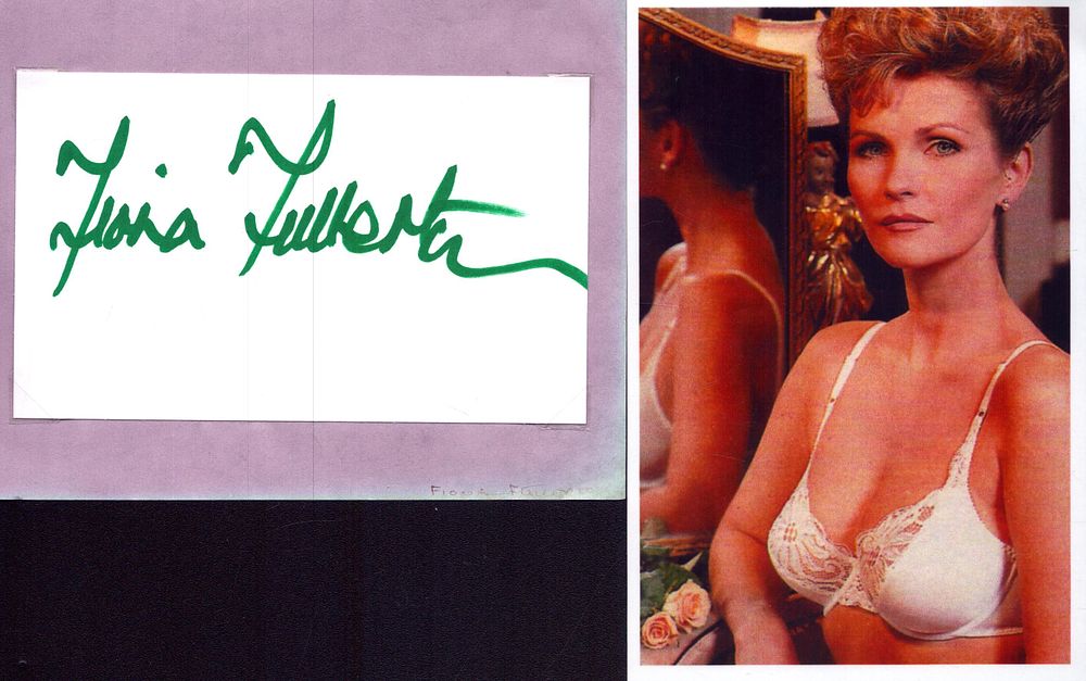 Lot 268: Fiona Fullerton signed 5x3inch white card. Comes with...