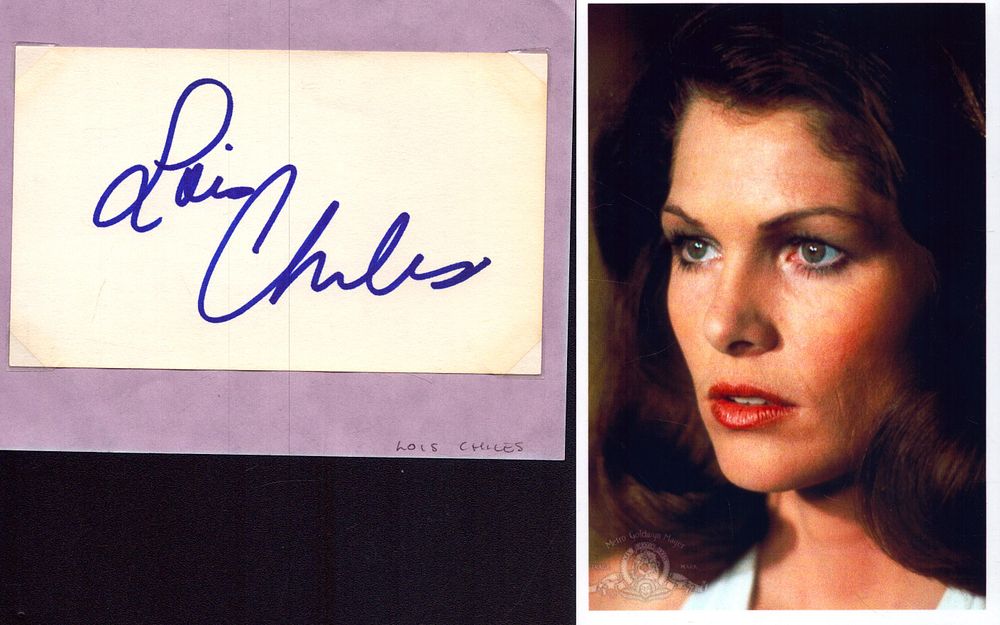 Lot 272: Lois Chiles signed card with unsigned 6x4inch colour...