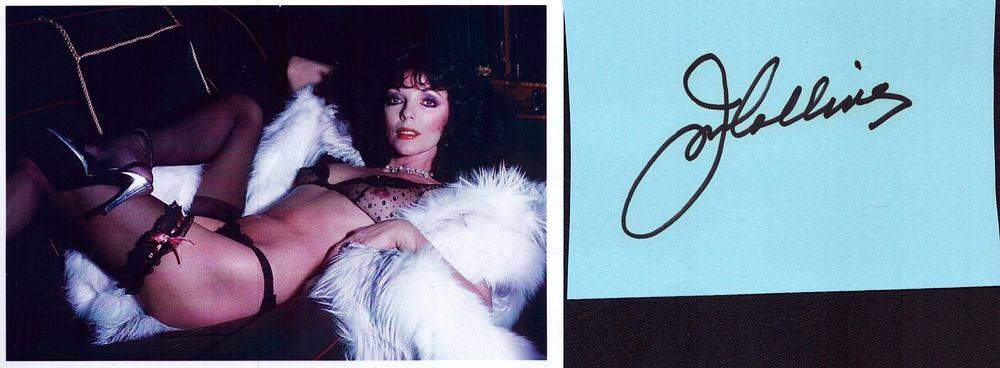 Lot 297: Joan Collins signed album page with unsigned 6x4inch...